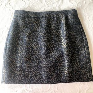 NWT J. CREW Navy/Gold Leopard Mini Skirt